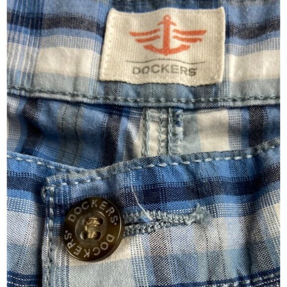 Dockers Men's Blue Plaid Cargo Shorts‎ Size 34 100% Cotton - Picture 3 of 5